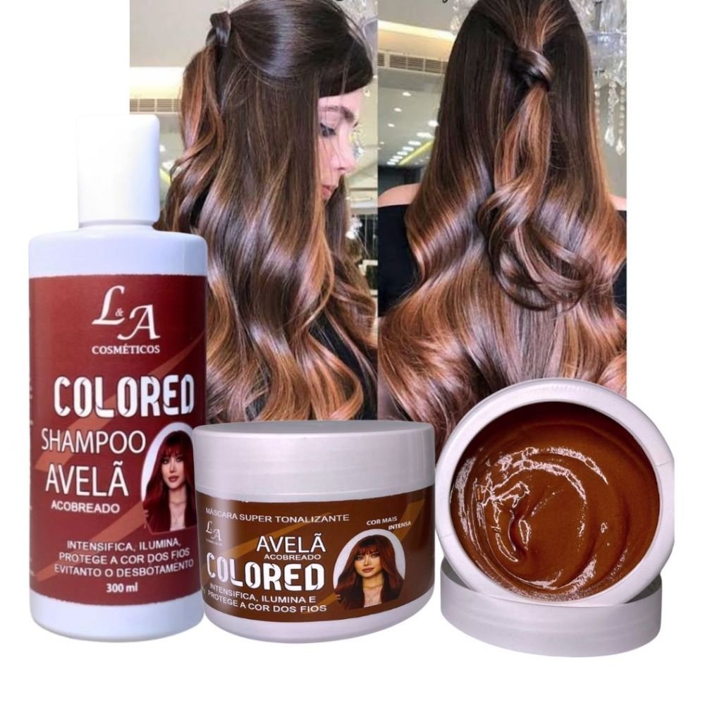 Kit Shampoo e Máscara Tonalizante Avelã Acobreado Chocolate Morena Iluminada - S/ Amônia 2x300ml