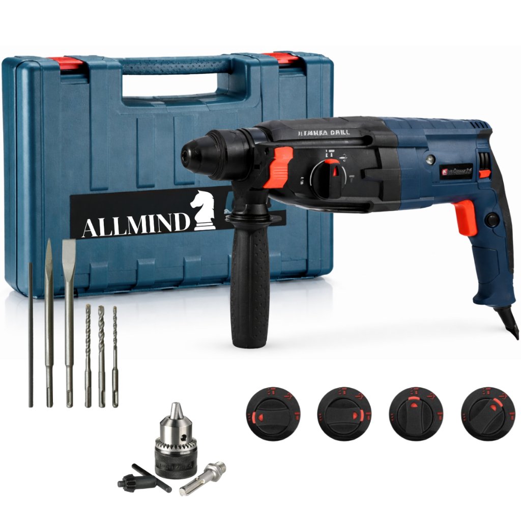Martelete Rotativo Furadeira Martelo Rompedor de Impacto 1200w 12 peças com maleta