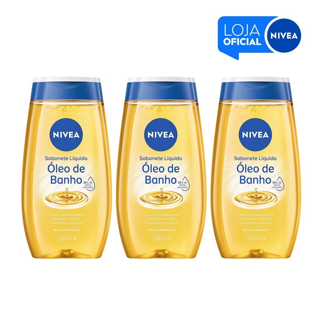 KIT - NIVEA Sabonete Líquido Óleo de Banho 200ml  - 3 unidades BBB 26