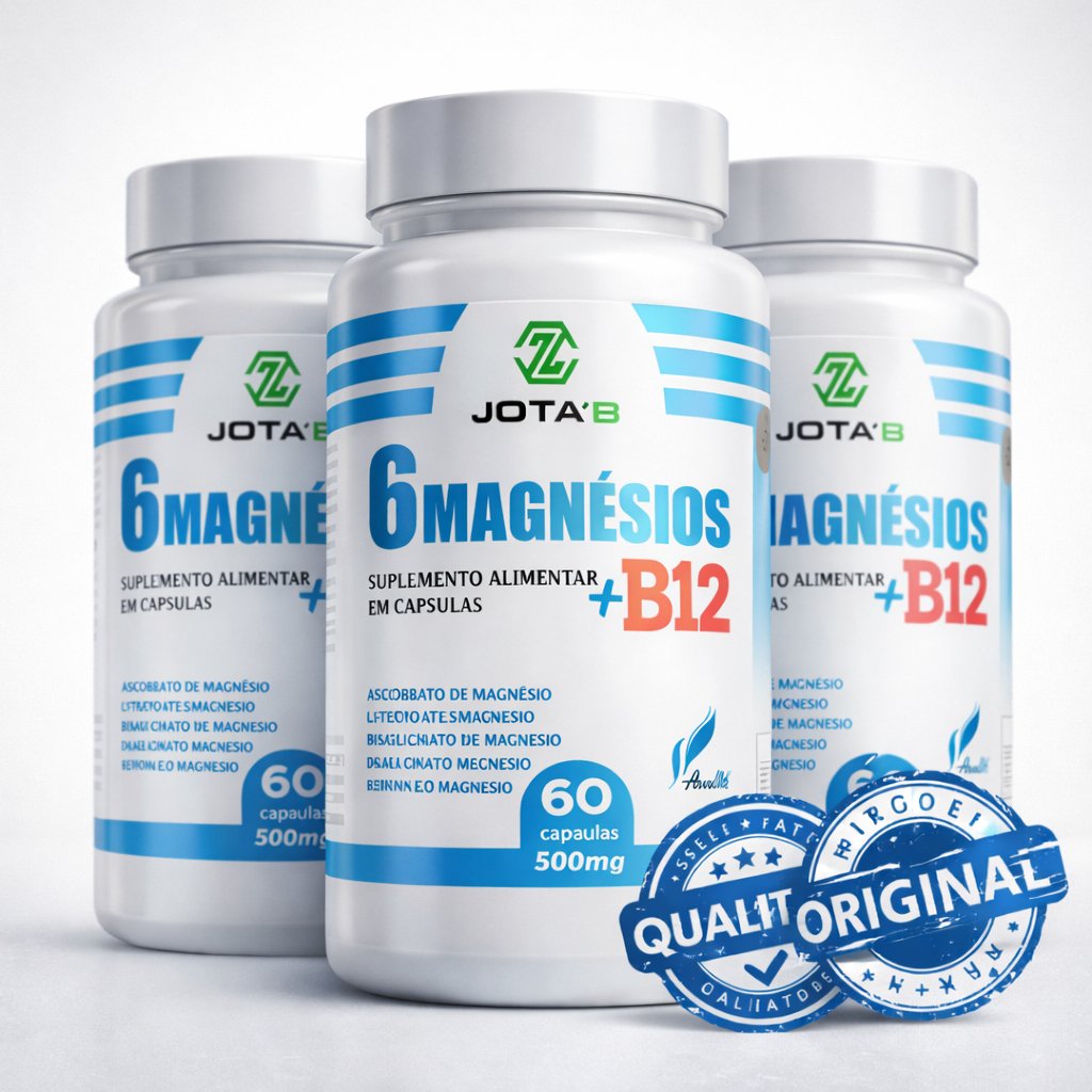 Suplemento 6 Magnésios com Vitamina B12 Metilcobalamina 60 Cápsulas 100% Original