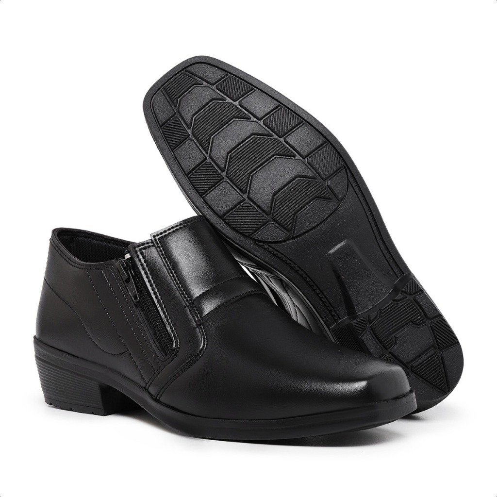Bota Masculina Social Zíper Laterais Confort Moderna Preta e Café