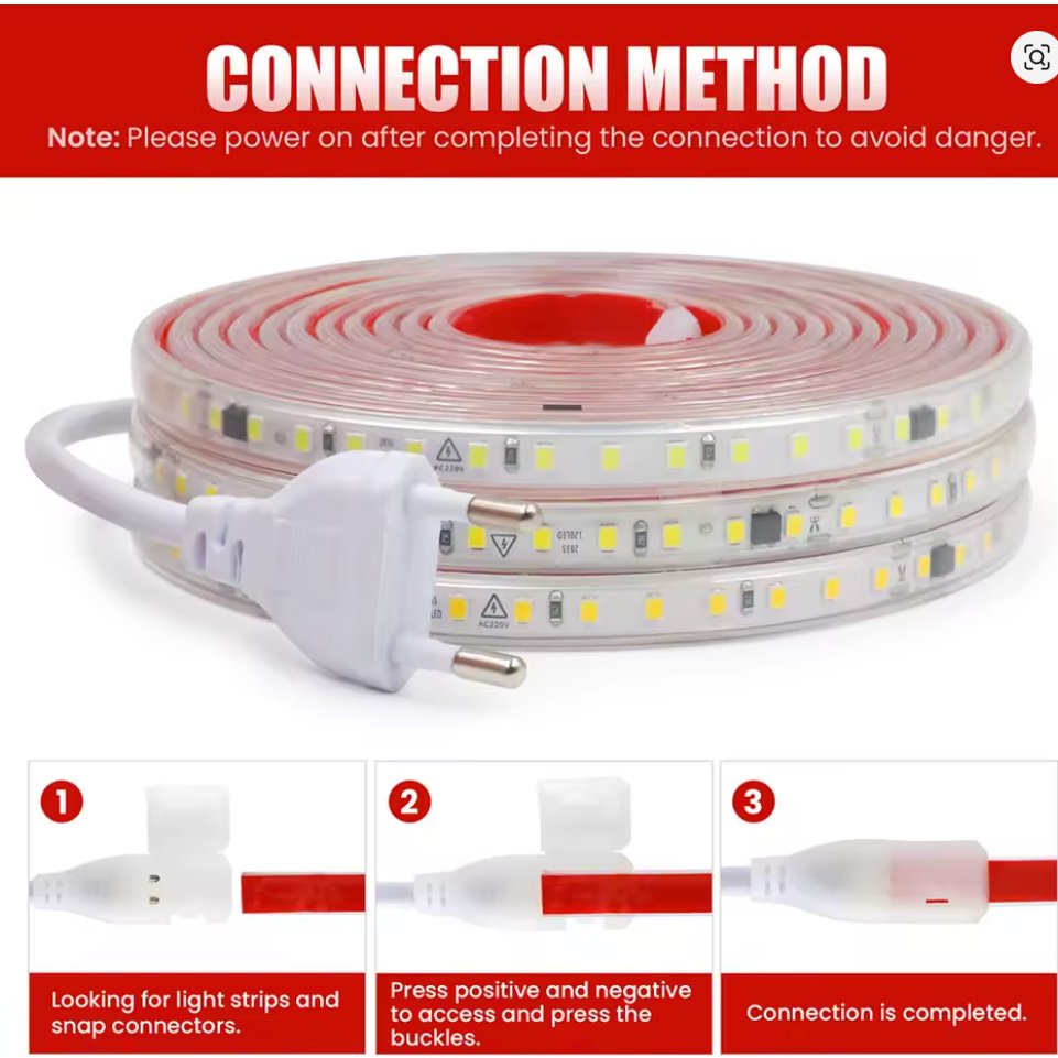 Kit 1m a 10m Mangueira LED 5050 120LEDS Direta Com Dupla face IP65 Blindada 2835 18w/m 110v/220v