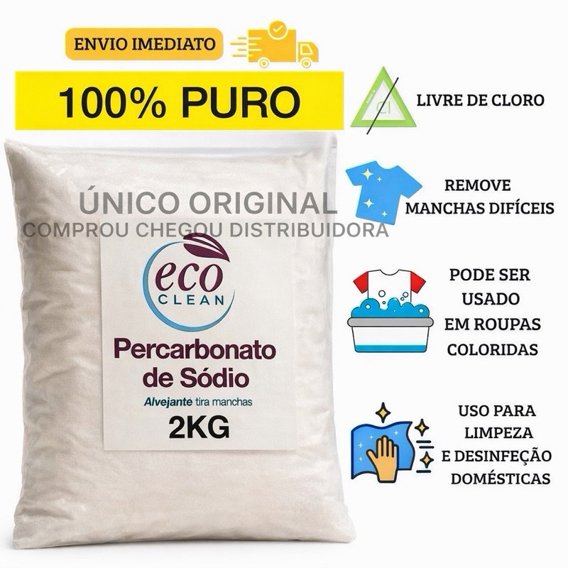 Percarbonato De Sódio 2KG 100% PURO Alvejante sem cloro Tira Manchas limpeza clareador 500g/1kg/2kg