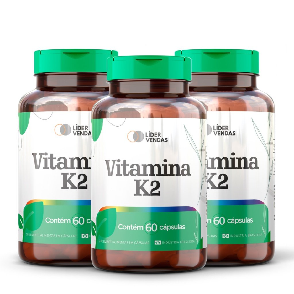 Vitamina K2 C/ 60 Cápsulas 500mg - Kit 3 Potes