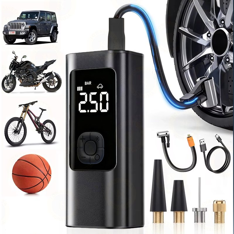 Bomba de Ar Digital Portátil Compressor Inflator Multi-função Calibrador de Carro Recarregável M6