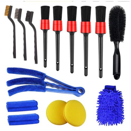 Kit 15 Peças Lavagem Automotiva Esponja + Escova + Flanela 30x40cm + Aplicador de Cera + Luva Microfibra + Pincel