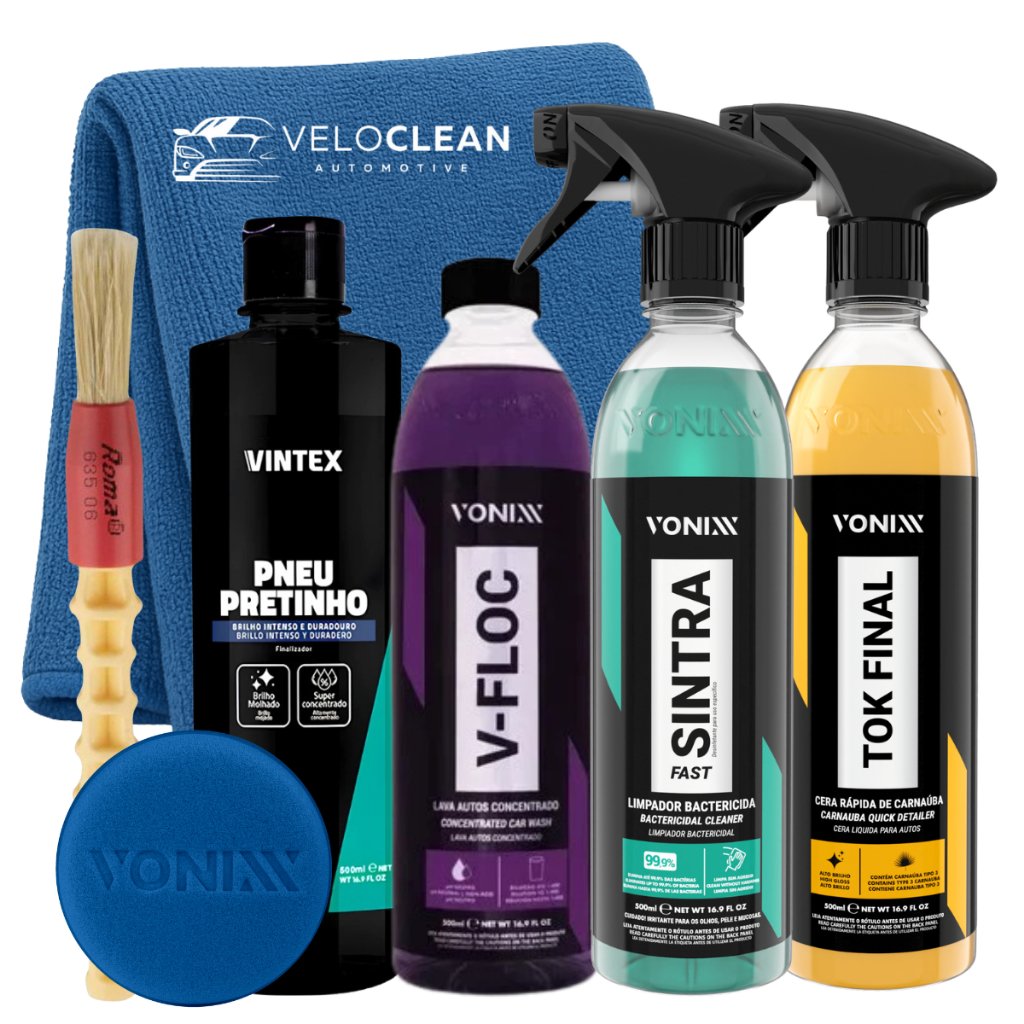 KIT SHAMPOO V-FLOC SINTRA FAST CERA TOK FINAL VONIXX PNEU PRETINHO VINTEX