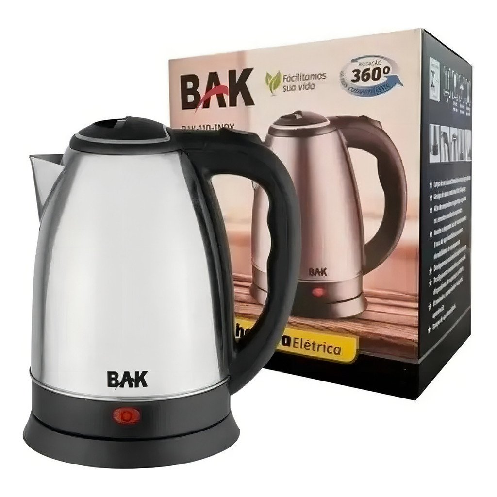 Chaleira Elétrica Inox 1,8 Litros Bak 1500w Bak Cor Prateada/Inox-220V