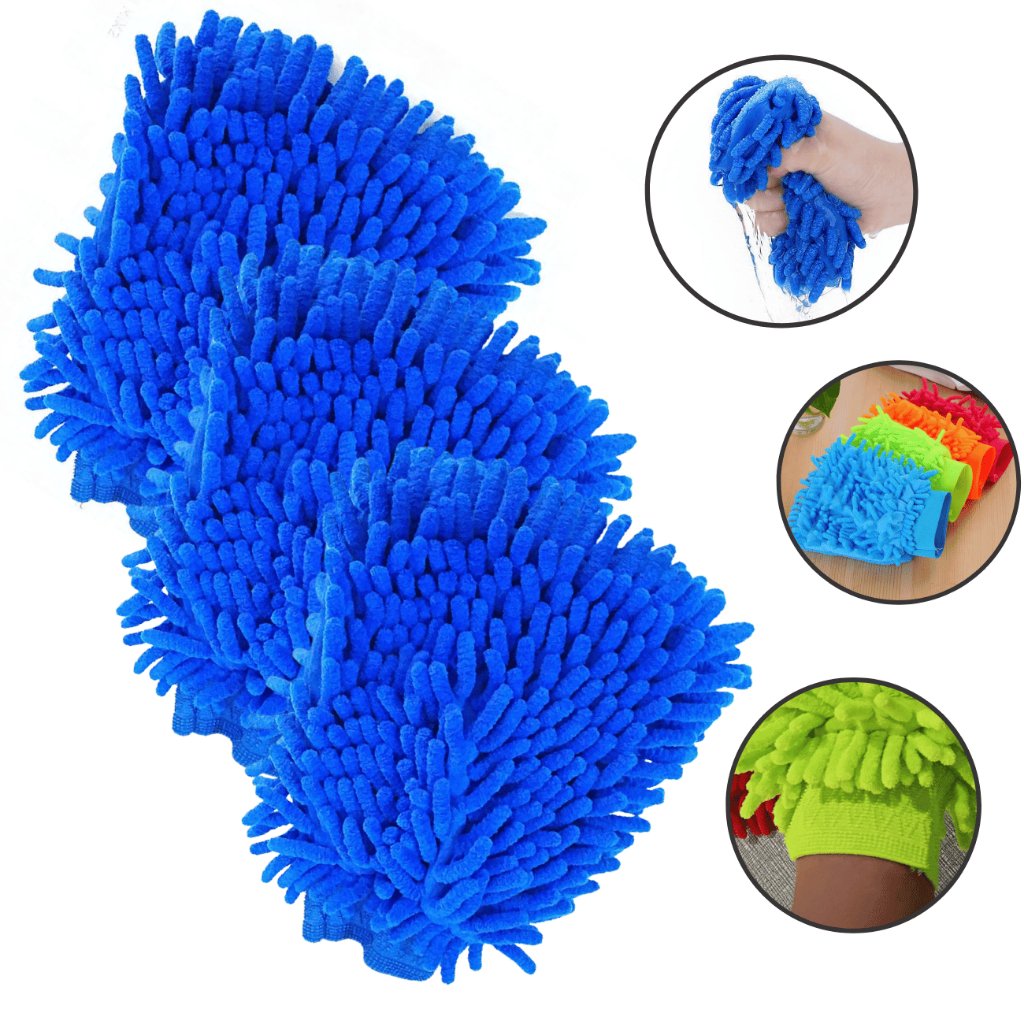 Kit 3x Luva de Microfibra Dupla Face Automotiva Multiuso 100% para limpeza em Geral Carro Moto Cores