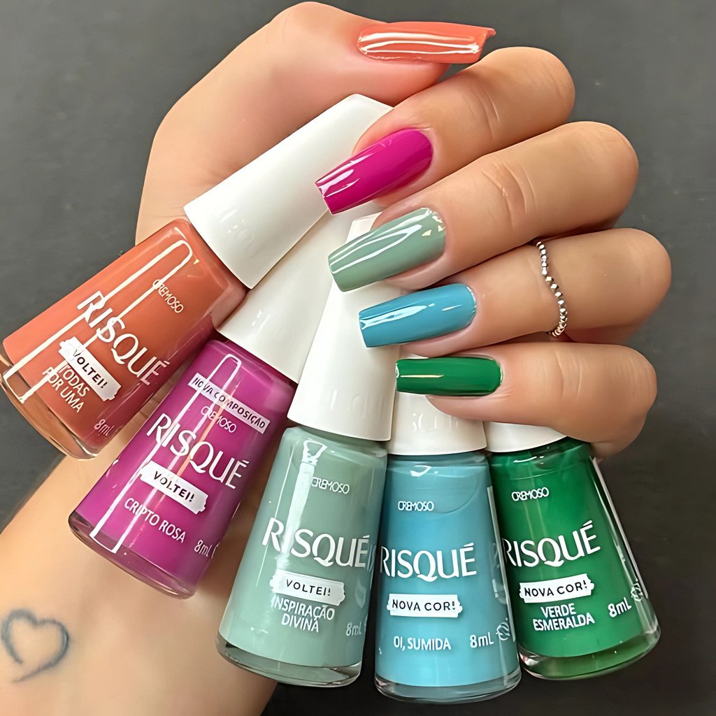 Kit 5 Esmaltes Risque Coleção Nova Cor e Voltei Esmalte Atacado