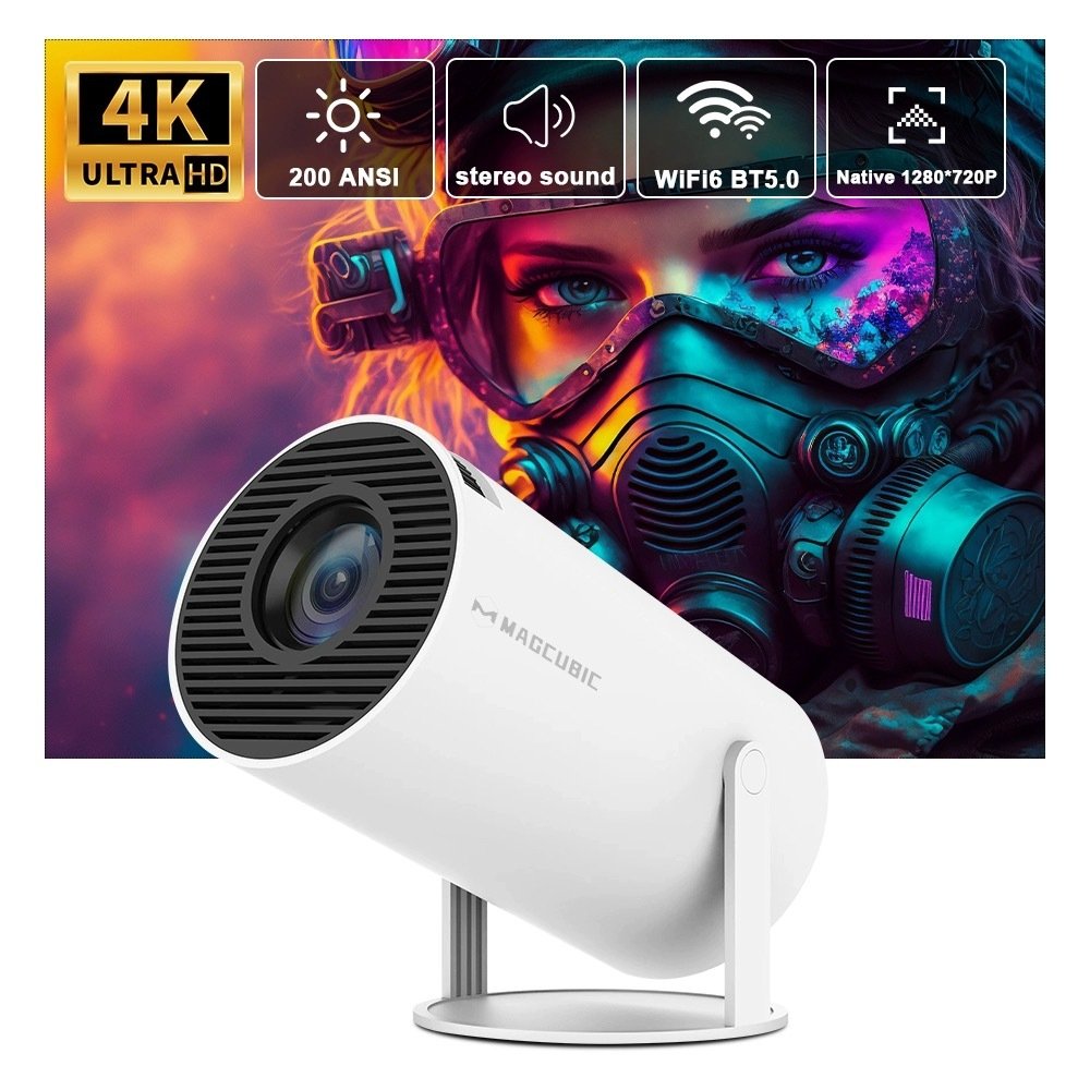 Projetor Wi-fi lançamento Portátil com Android HDMI Smart Cinema Hy300 4k HD