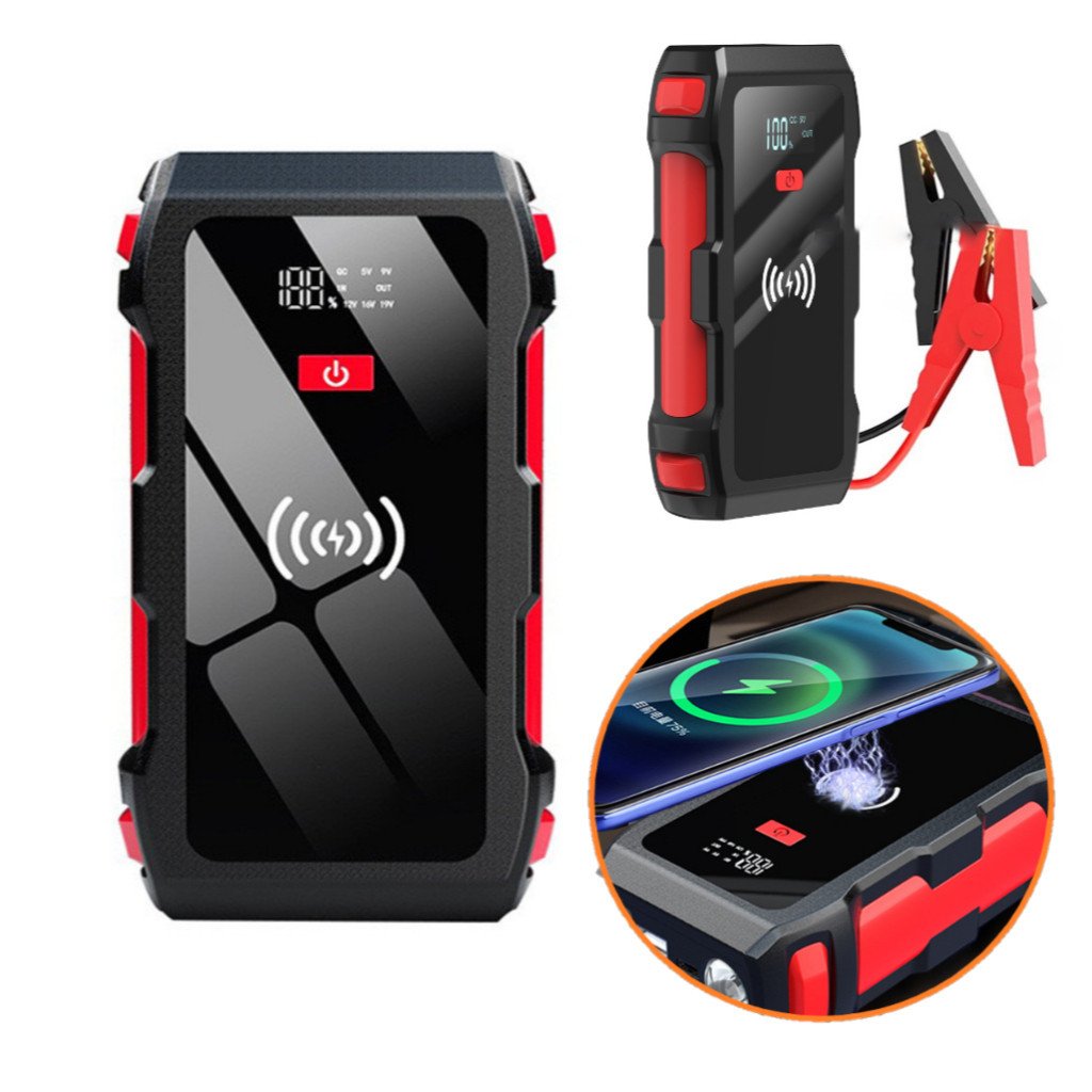 Auxiliador Partida PowerBank Bateria Portátil Multifuncional Carregamento Indução 12000mAh 12V Moto Carro Celular