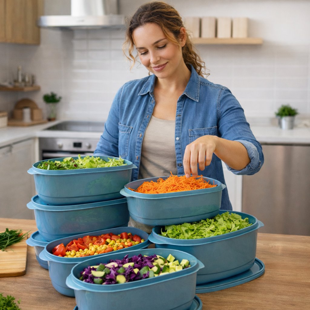 Kit 05 Potes 3 litros Herméticos Saladeira Grande Plástico Cores Alta Vedação Cozinha Alimentos