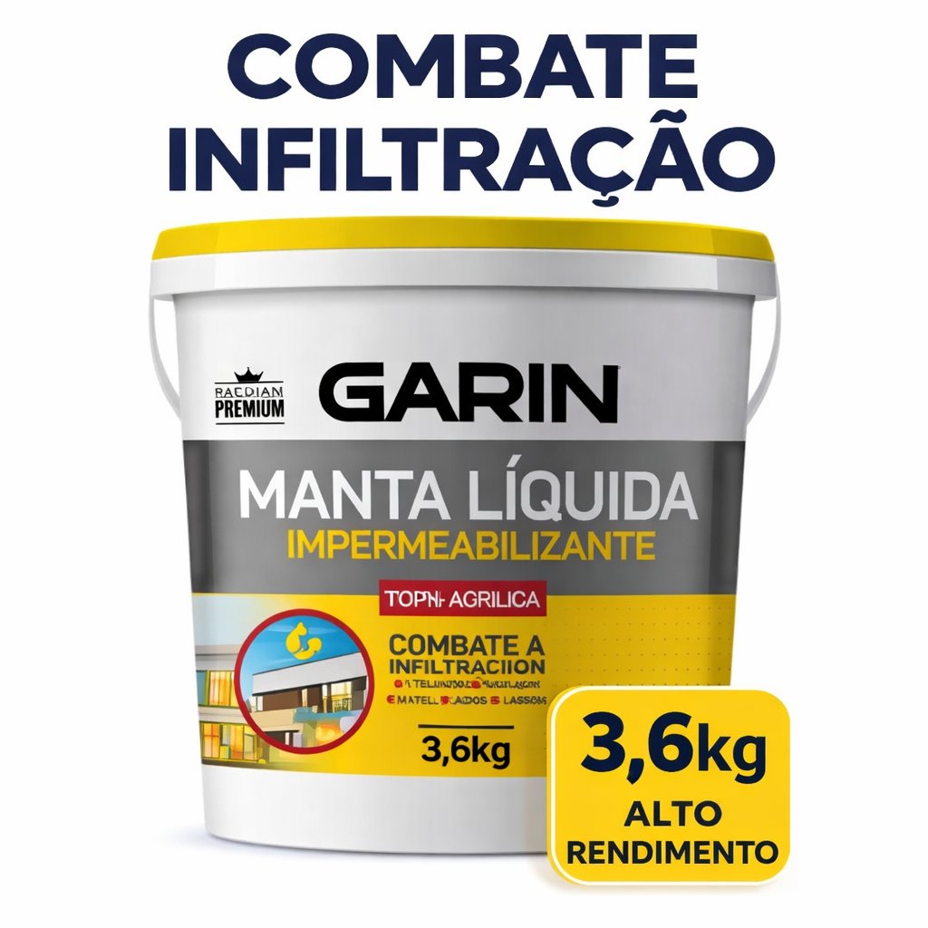 Manta Líquida Emborrachada Impermeabilizante Garin 1,2kg ou 3,6kg