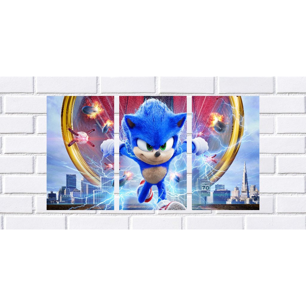 SONIC - Placa Quadro decorativo mosaico MDF 20x29 cm cada - 3 partes
