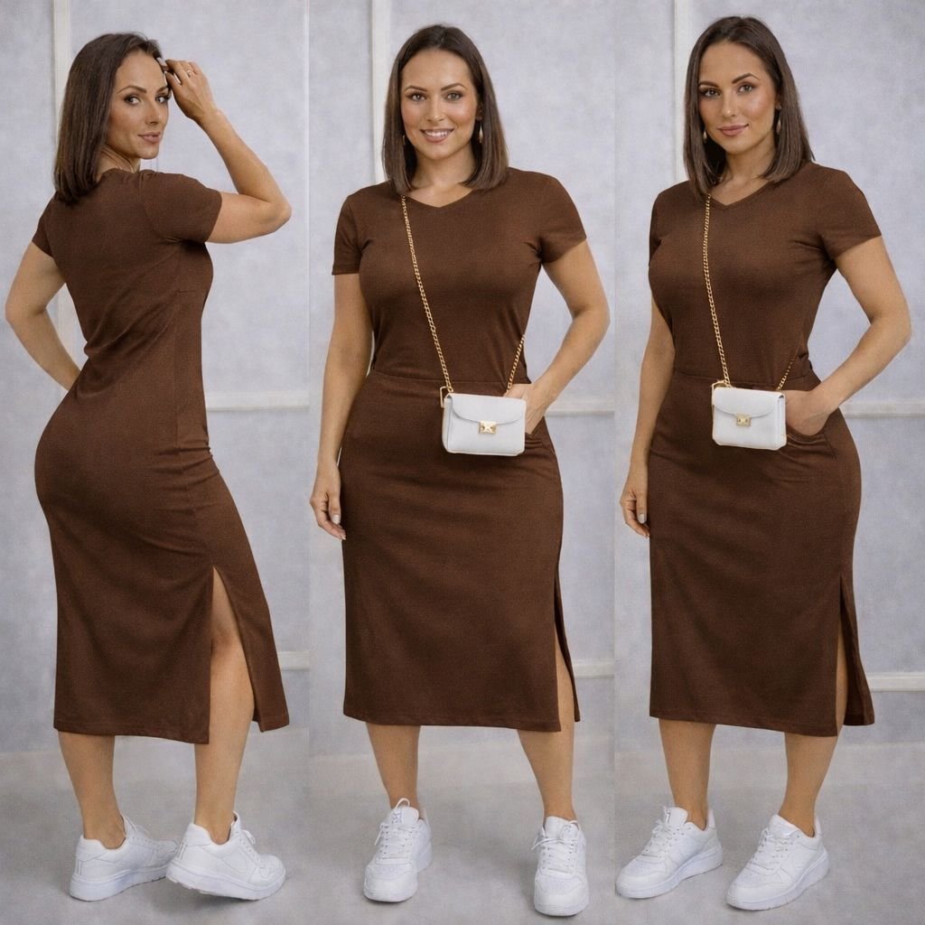 Vestido MIDI com Bolso e Fendas Laterais: Moda Evangélica. Feito de viscoLycra Premium, Conforto e Elegância em uma peça