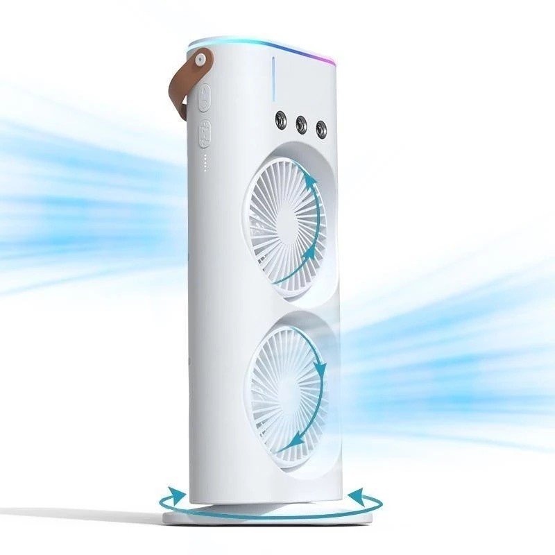 MINI Refrigerador De Ar Ventilador Umidificador Dupla Giratório+rgb Camada Ventilador Climatizador Ar C/ Reservatório