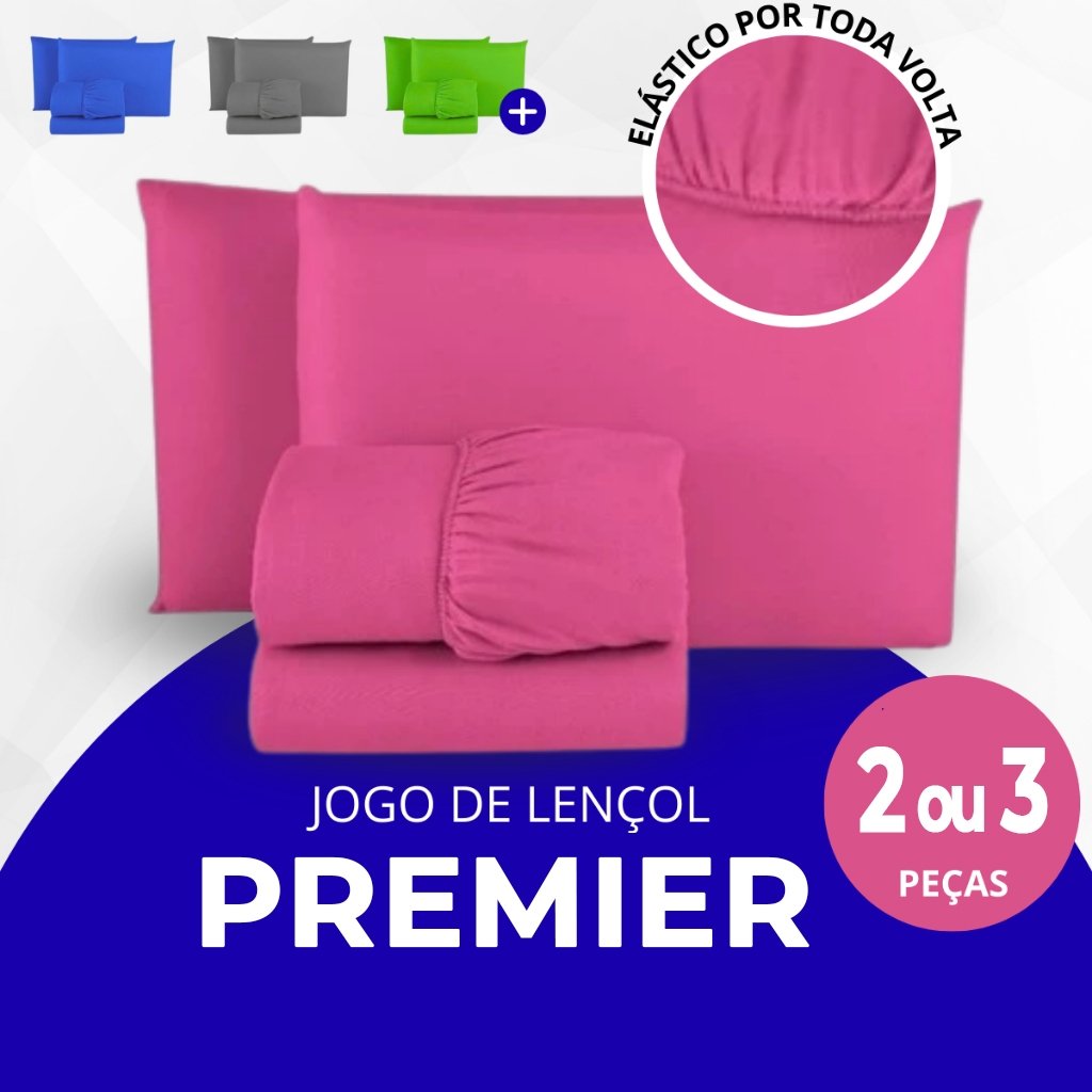 Jogo de Lençol 3 Peças Liso Cama Box  - SOLTEIRO / CASAL / QUEEN / KING