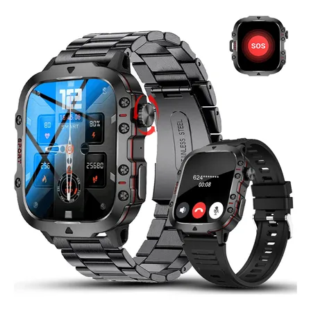 Relógio Inteligente Masculino Militar Smartwatch Esportes Preto Preto Preto