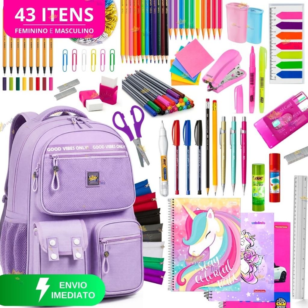 Material Escolar Completo Com Sem Estojo Escolar Feminino Mochila Escolar Feminina Volta As aulas