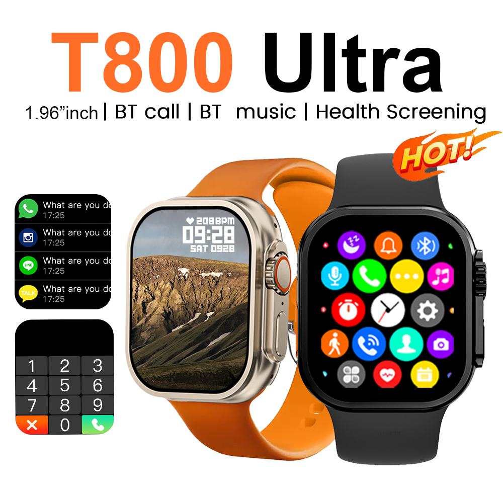 LAXASFIT 2024 Novo Smartwatch Relógio Inteligente T800 Ultra 1.81 " Tela HD Receber/Dilar Chamadas 123 Sport Alarme De M