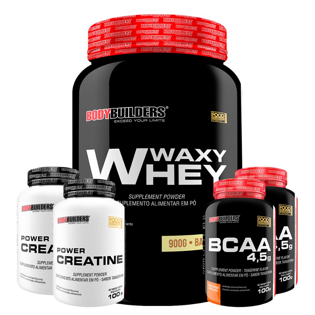 Kit Waxy Whey 900g + 2x Bcaa 100g + 2x Creatina 100g