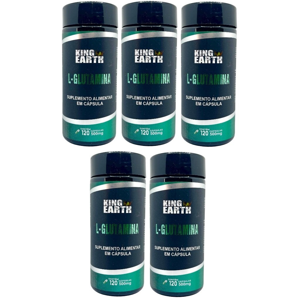 Kit 5 L - Glutamina 500mg 600 Cápsulas - King Earth