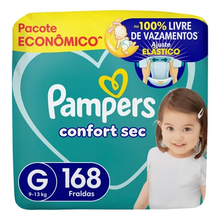 Fralda Pampers Confort Sec Tamanho G 168 Unidades Sem Gênero
