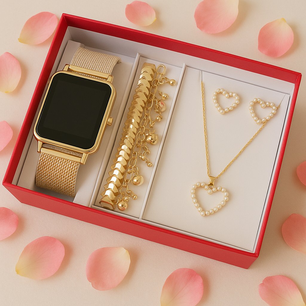 Kit Feminino com Relógio LED + Pulseira e Brinco – Estilo, Elegância e Presente Perfeito