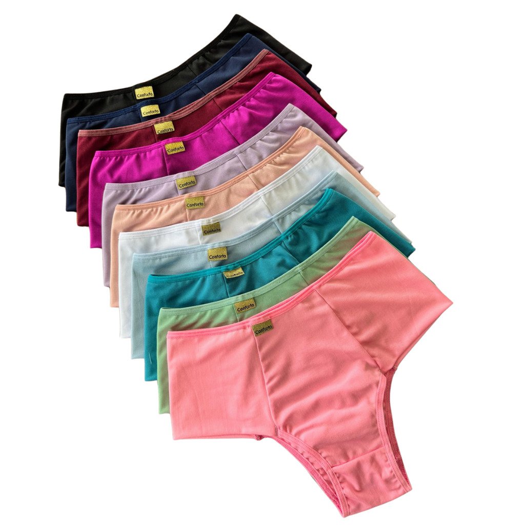 KIT Calcinha Conforto Calçola Cintura Alta Lisa Redutora Luxo Lateral Larga Conforto Lingerie