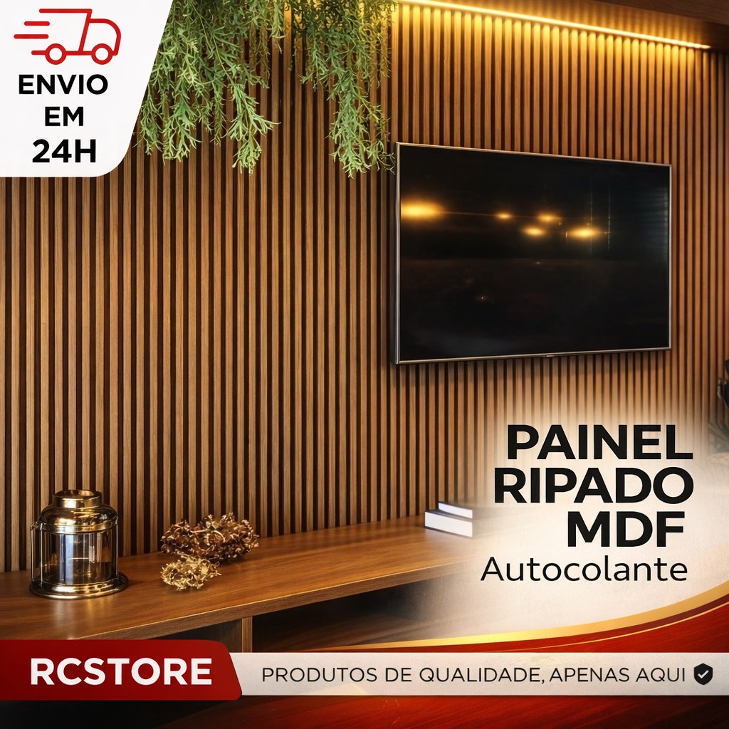 Kit Placas Painel Ripado Autocolante Decoração Adesivo 45x11 Para Parede Sala Elegante - ENVIO FULL