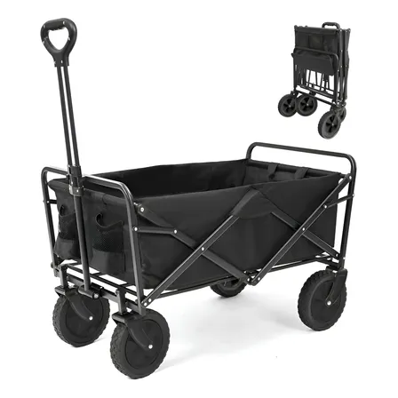 Carrinho Acampamento Dobrável Multifuncional 200kg Portátil Cor Preto