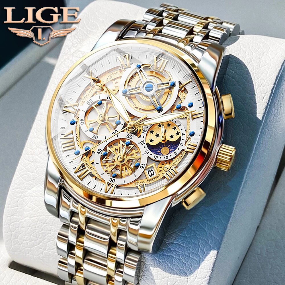 Relogio Masculino LIGE Relógio à prova d'água para homens de alta marca de luxo relógios moda negócios esportes quartzo