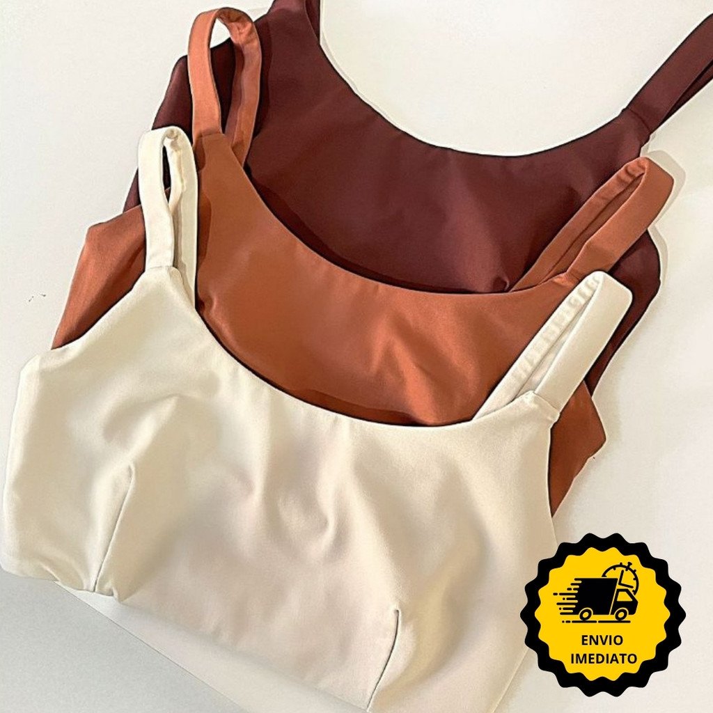 Top Academia Fitness Duplo Poliamida Suplex Premium Alça Grossa Com Sustentação Fit