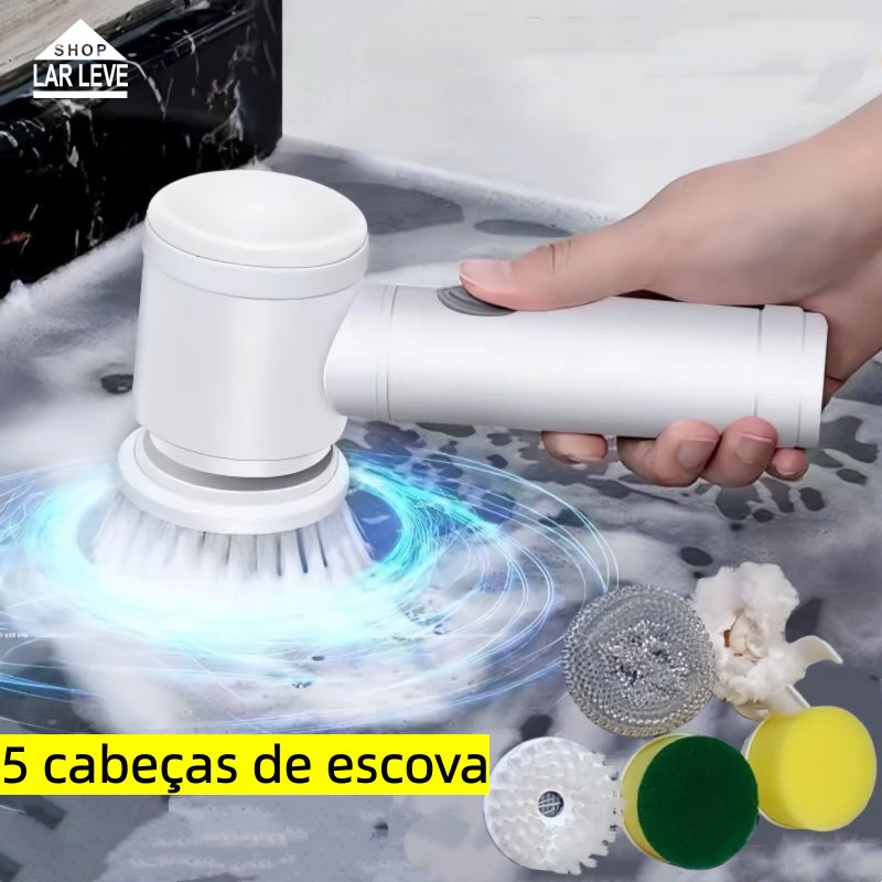 Escova Elétrica de Limpeza USB 5 em 1, Recarregável - Kit Completo com Acessórios