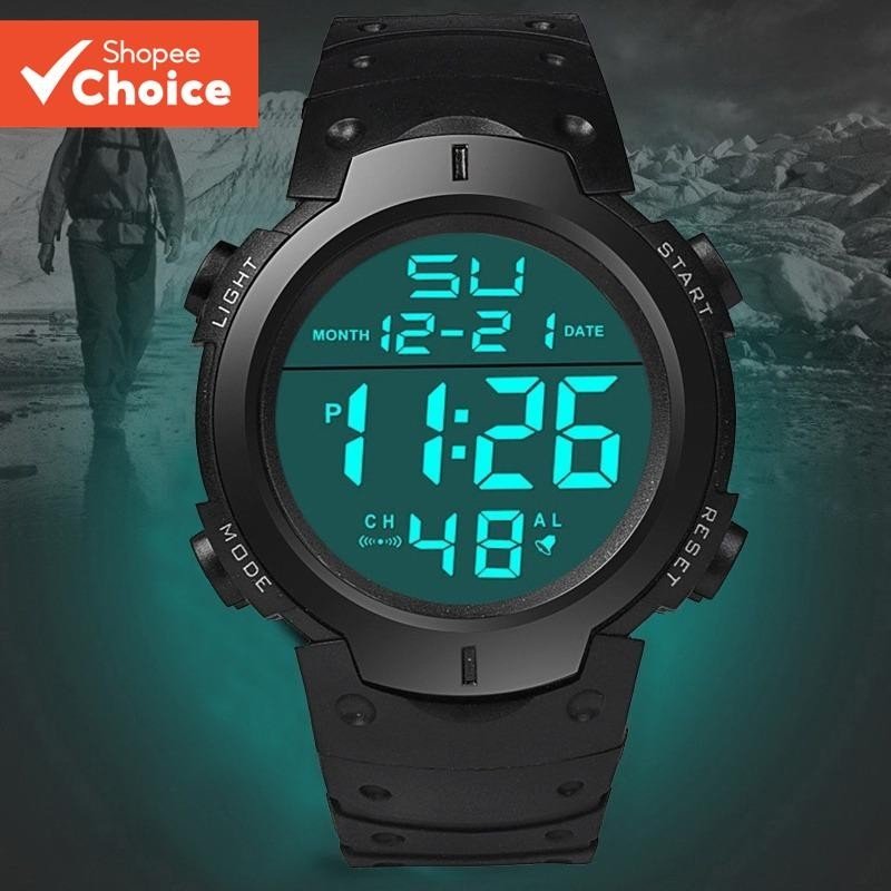 Relógio Esportivo Digital Tático À Prova D'água LED Cronógrafo Pulseira De Silicone Para Homens