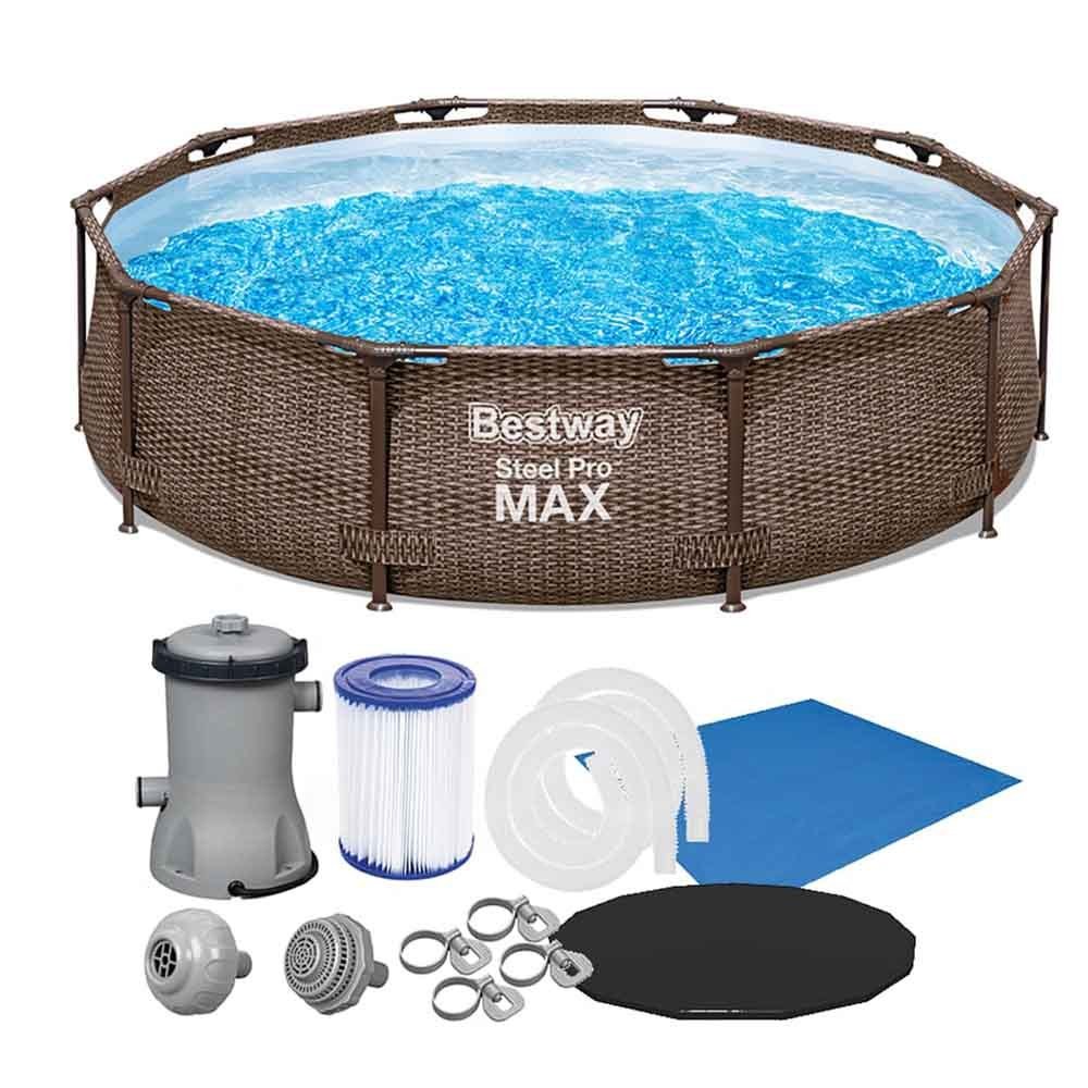 Piscina Estrutural 4678L Circular Deluxe + Filtro 110V ou 220V + Capa + Forro Bestway