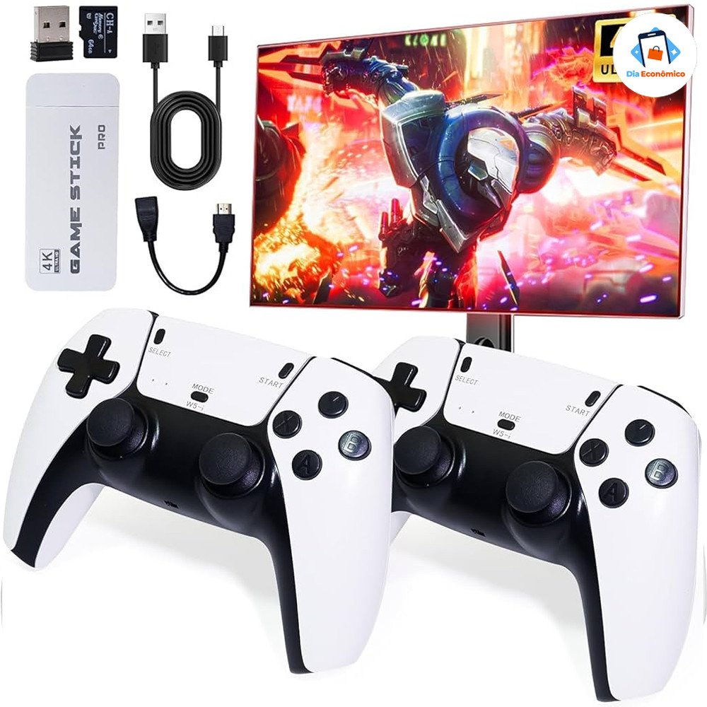 O GameStick Retrô M15 PRO 4K acaba de ser lançado! Com 64GB de capacidade 20 mil jogos clássicos retrô e dois controles