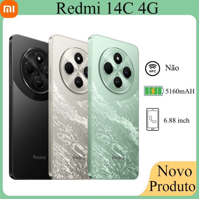 Celular xiaomi original redmi 14C 4G celular barato novo 8RAM 256ROM 5160mAh bateria
