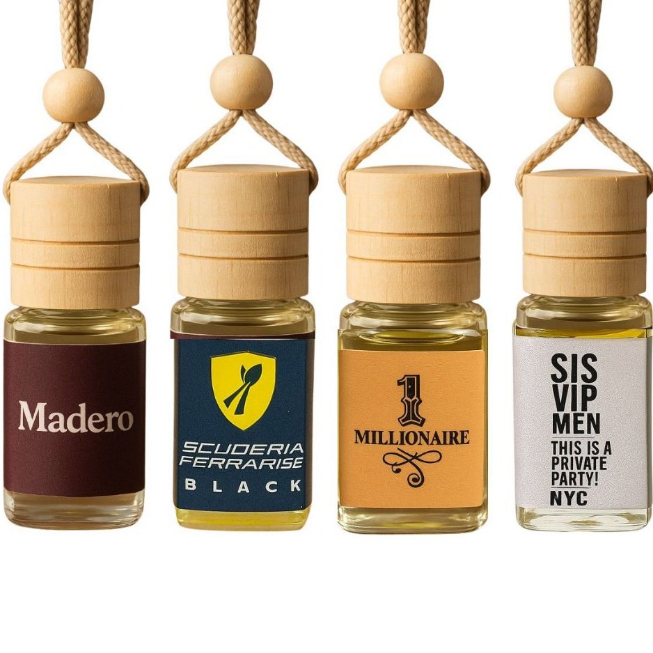 KIT 4UN - Cheirinhos de Carro 10ml - Cheiros Automotivos de Luxo Fragrâncias Concentrada