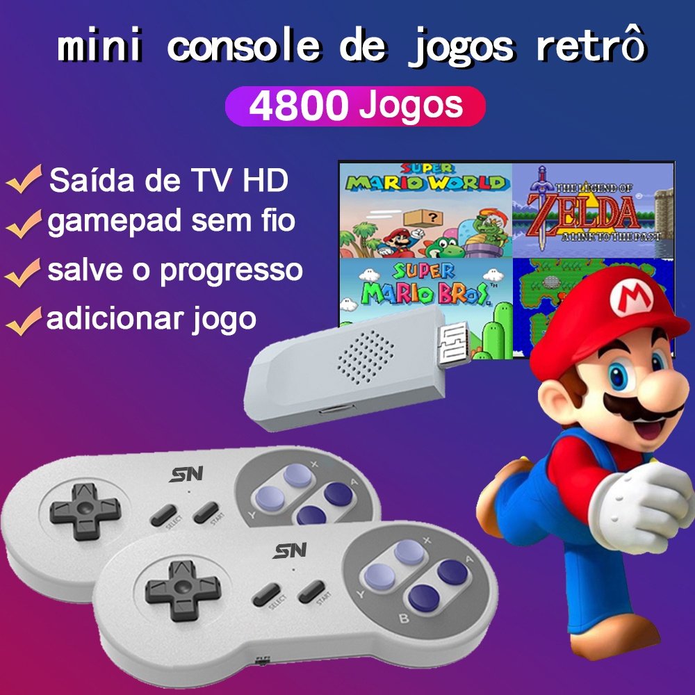 VILCORN 16-Bit Console Video Game Portatil HDMI Sem Fio TV Retro Para SNES NES 4800 + Game Stick Para super nintendo