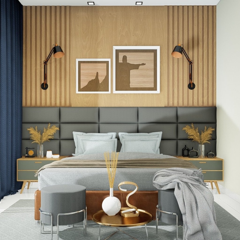 Cabeceira Ripada Estofada Placa 60x25 Em Linho Varias Cores