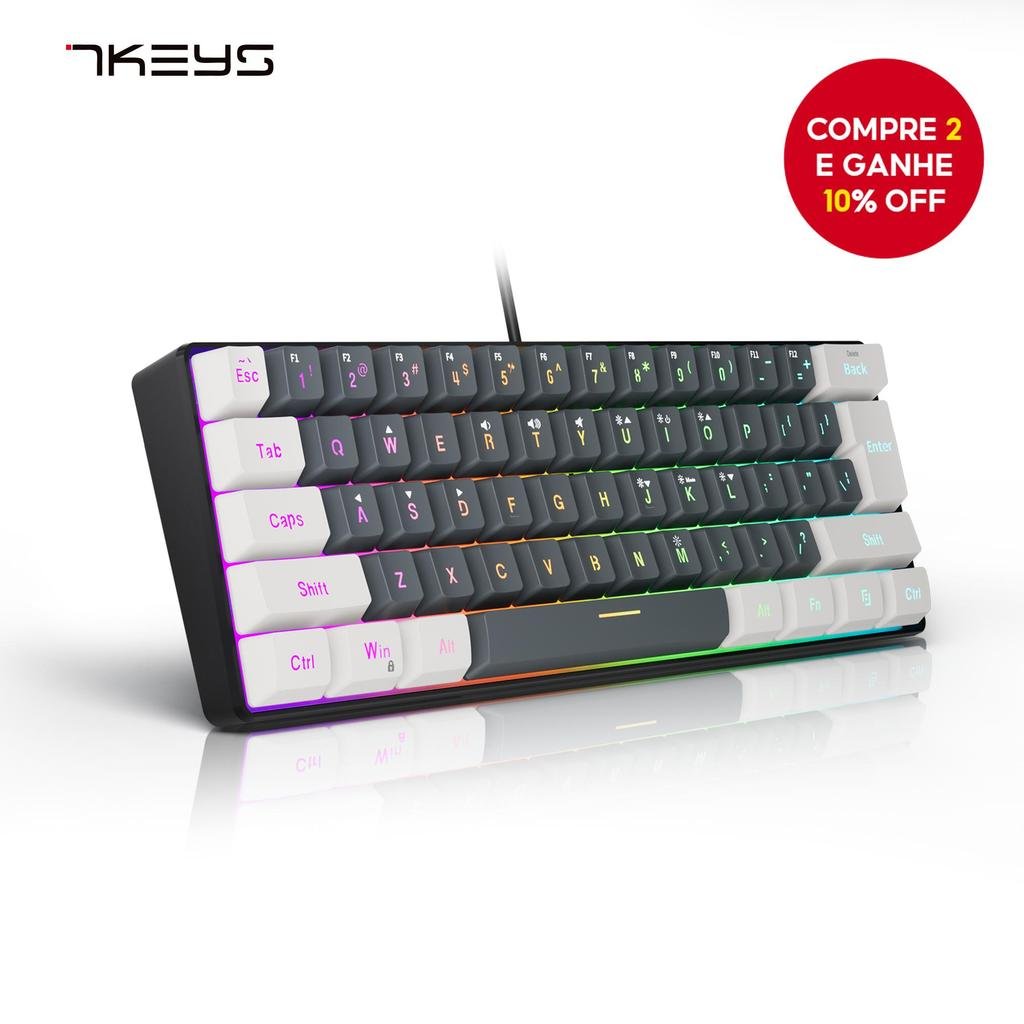Teclado Pequeno Para Jogos Mecânico Com Fio 61 Teclas RGB Laptop