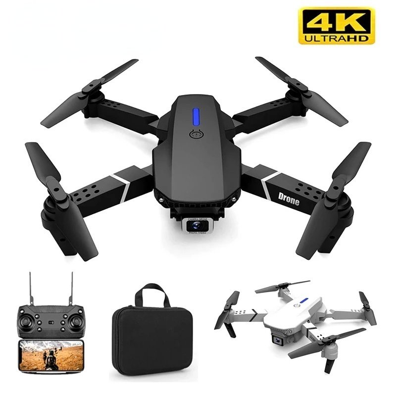 Drone E88 Dual Camera 4K Com 1 Bateria WI-FI PRETO NOVO