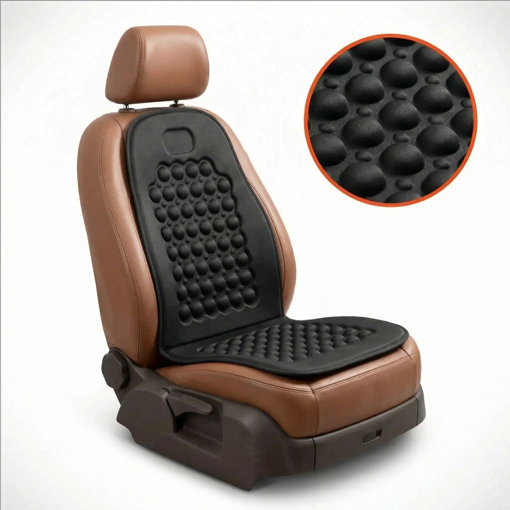 Capa Massageadora Encosto Banco Carro Bolinhas Madeira Universal Ortopédica Lombar
