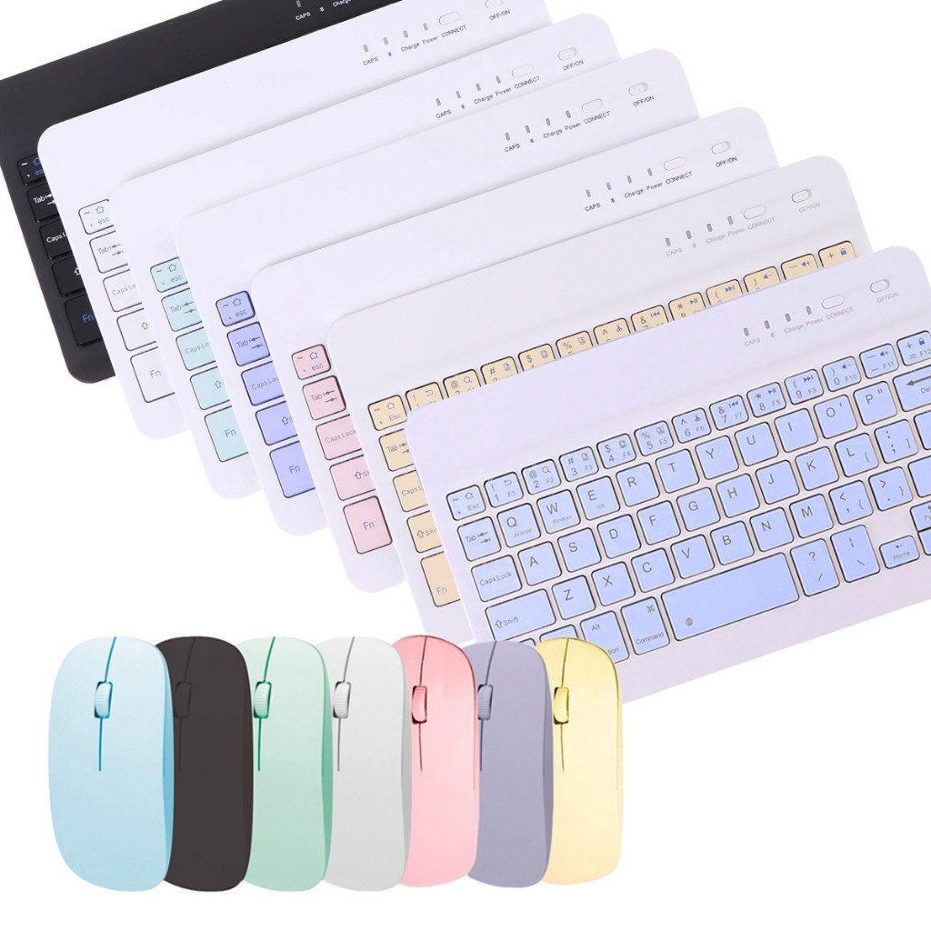 Teclado Bluetooth sem fio Macaron e Kit de suporte projetado para Tablets e Laptops iPad&mouse pad