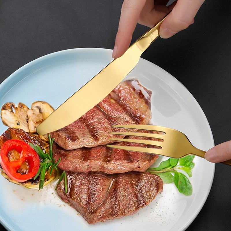 24 Colher Talheres Aço Inox Stainless Steel Mesa Posta Dourado Linha Luxo