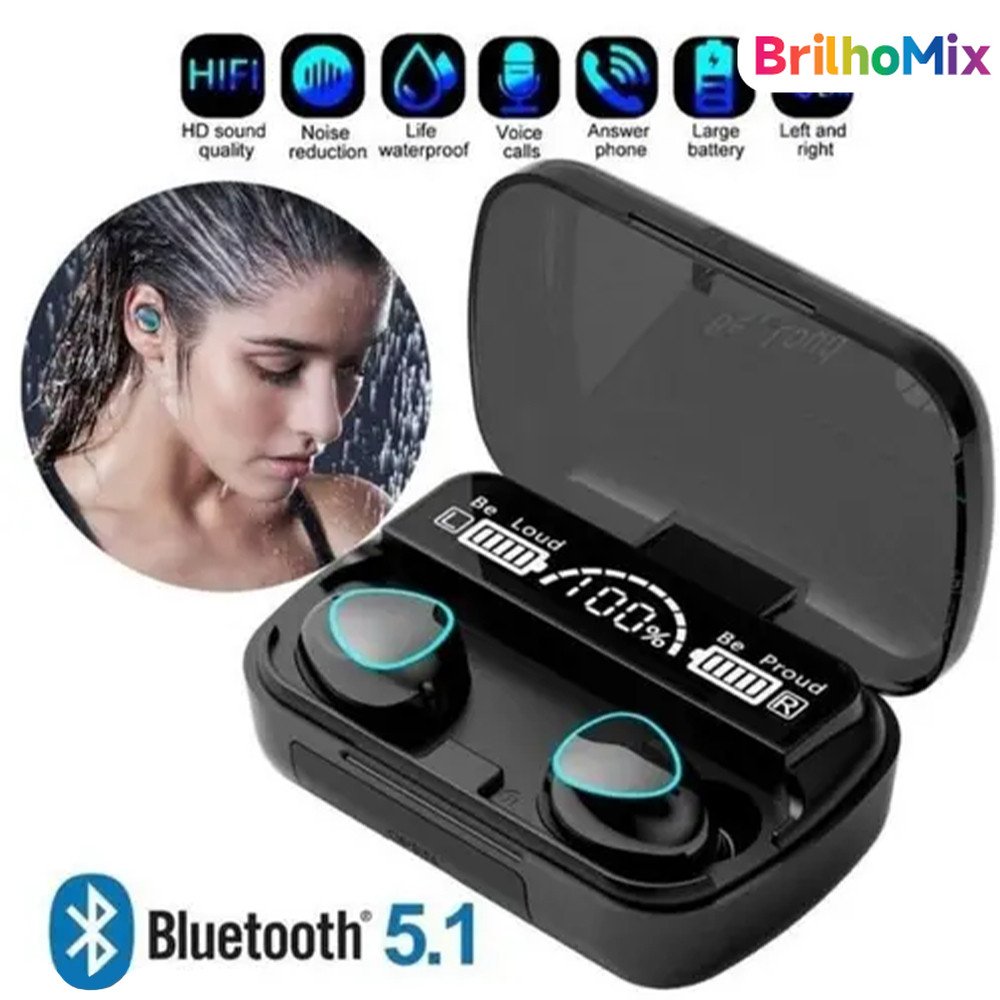 M10 Bluetooth à prova d'água 5.1 fone de ouvido sem fio cancelamento sem fio de ruído de toque