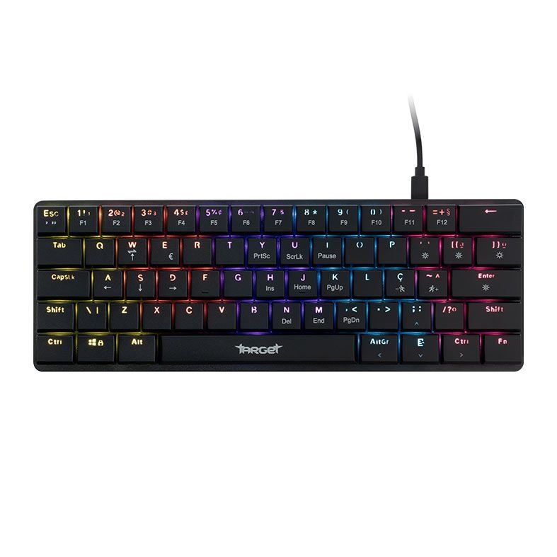 Teclado Mecanico TGT Sherman LP60, Rainbow, ABNT2, Switch Azul, Preto, TGT-SHLOW-RBW01