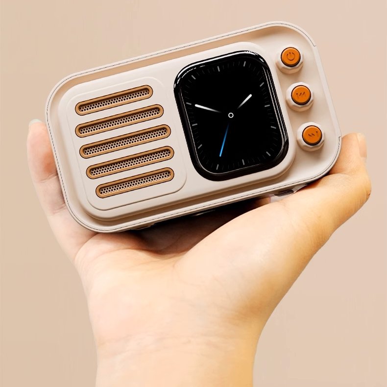 Mini Caixa de Som Ai inteligente Bluetooth com Tela LCD Toque Rádio Despertaddor Aplicativo Controle